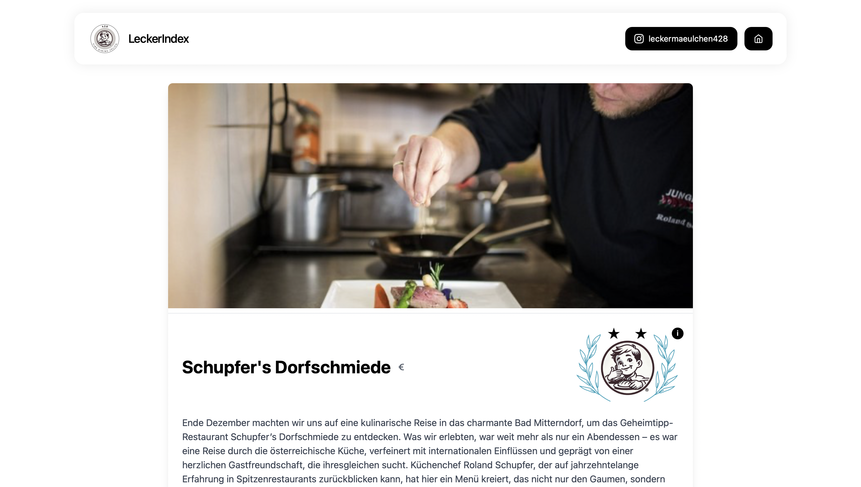 Single restaurant detail page