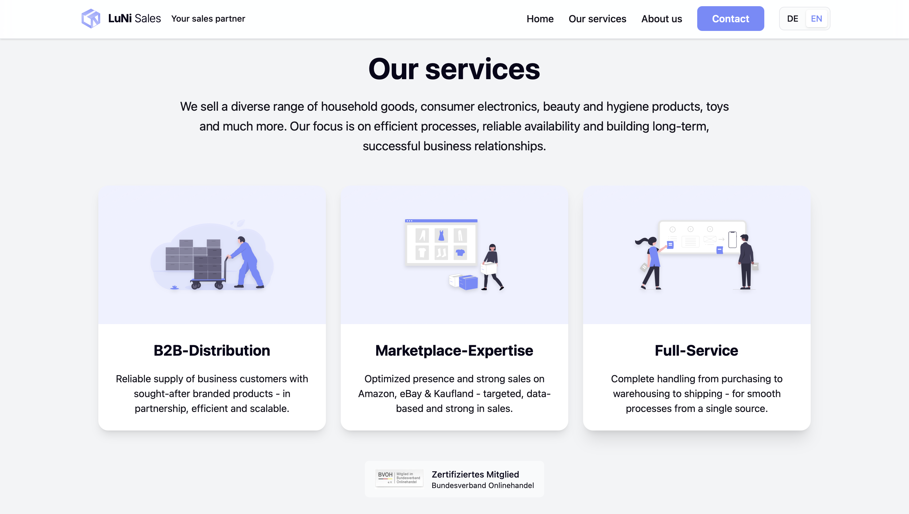 LuNi Sales website screenshot
